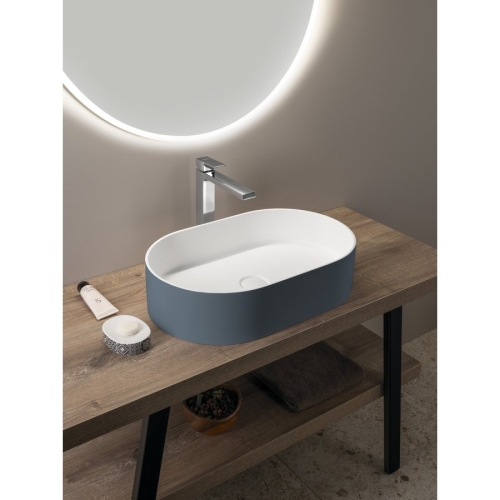Sapho WN205-42 THIN umywalka nablatowa Rockstone 55x35cm siena/biały mat