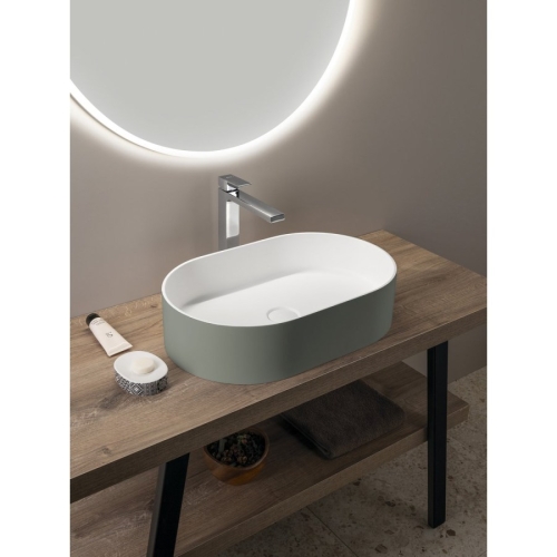 Sapho WN205-44 THIN umywalka nablatowa Rockstone 55x35cm verde/biały mat
