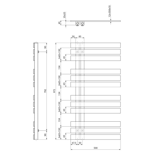 Sapho IR164B SILVANA grzejnik łazienkowy 500x972mm czarny mat