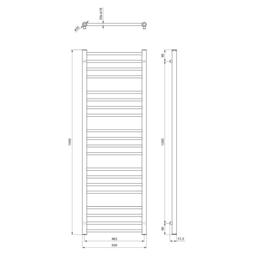 Sapho IR369W DINA grzejnik łazienkowy 500x1440mm biały