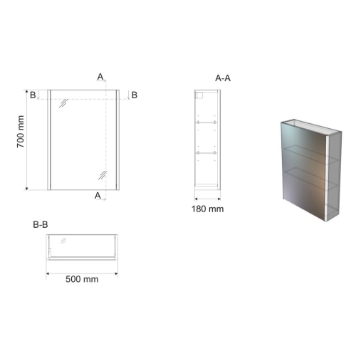 Aqualine DN050 DENEB szafka z lustrem 50x70x18cm biały mat