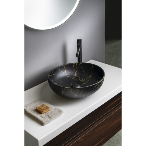Sapho AR435PT Rondane umywalka ceramiczna nablatowa średnica 41cm marmur portoro