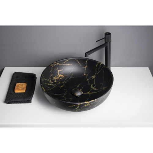 Sapho AR435PT Rondane umywalka ceramiczna nablatowa średnica 41cm marmur portoro