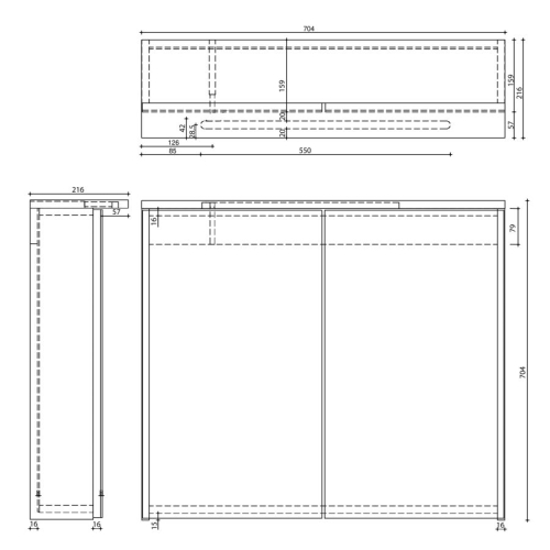 Aqualine WGL70S KAWA STRIP szafka z lustrem oświetlenie LED 70x70x22cm biały