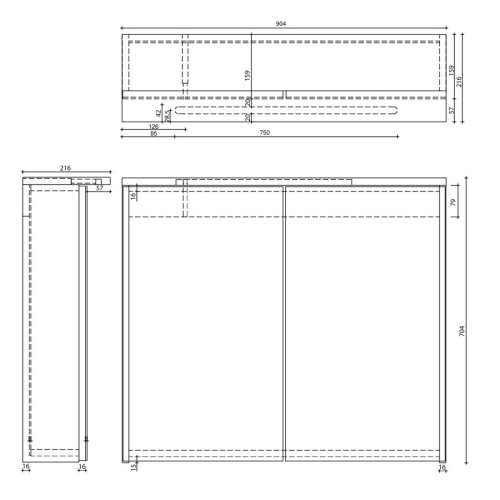 Aqualine WGL90S KAWA STRIP szafka z lustrem oświetlenie LED 90x70x22cm biały