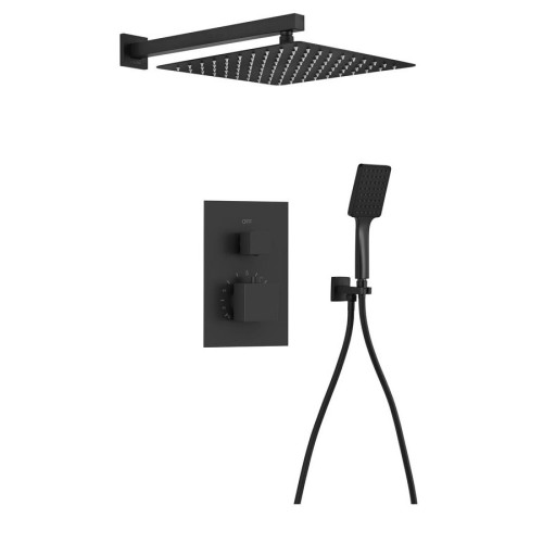 Sapho 1102-32B-21 Zestaw prysznicowy z baterią podtynkową termostat 2 wyjścia box podtynkowy czarny mat