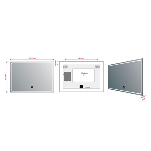 Sapho GM100K GEMINI lustro z LED oświetleniem 100x70cm inteligentne funkcje