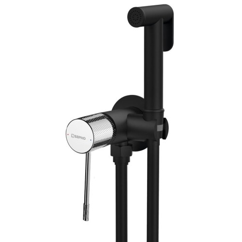 Sapho WD040BC SOLARIS bateria bidetowa podtynkowa ze słuchawką bidetową i wężem okrągły czarny mat/chrom