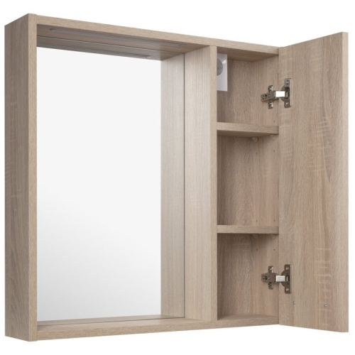 Aqualine 45028S ZOJA/KERAMIA FRESH STRIP szafka z lustrem i oświetleniem LED 60x60x14cm prawa dąb platin