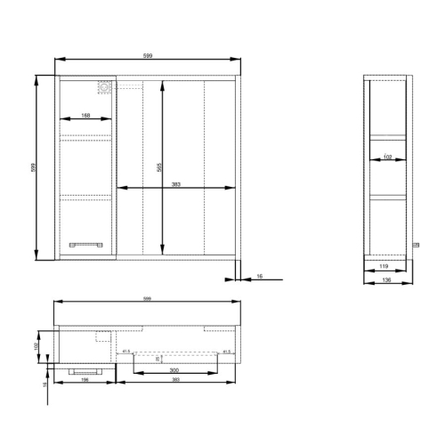 Aqualine 45027S ZOJA/KERAMIA FRESH STRIP szafka z lustrem i oświetleniem LED 60x60x14cm lewa dąb platin