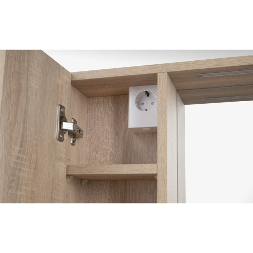 Aqualine 45027S ZOJA/KERAMIA FRESH STRIP szafka z lustrem i oświetleniem LED 60x60x14cm lewa dąb platin