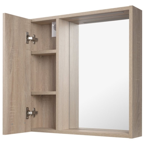 Aqualine 45027S ZOJA/KERAMIA FRESH STRIP szafka z lustrem i oświetleniem LED 60x60x14cm lewa dąb platin