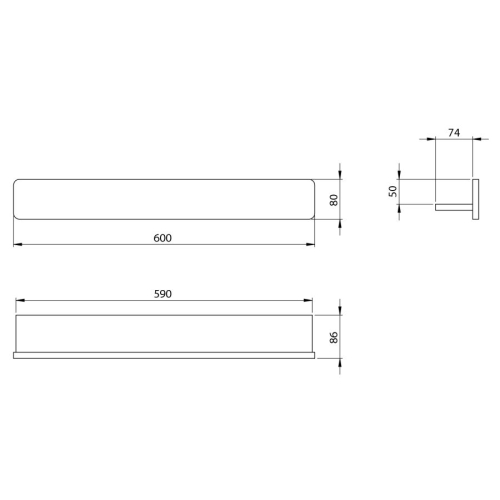Sapho AB604-0101 ABELINE półka Rockstone z relingiem 600mm biały mat