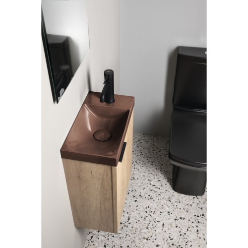 Sapho AS40015 AGOS umywalka betonowa 40x22cm lewa/prawa ciemnobrązowy półpołysk