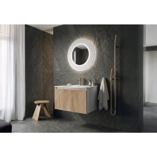 Sapho LR750-3131S LUMIRO STRIP okrągłe lustro z oświetleniem LED w ramie średnica 75cm biały mat