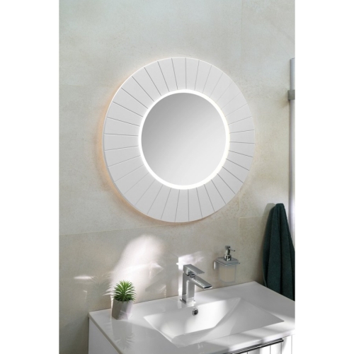 Sapho LR750-3131S LUMIRO STRIP okrągłe lustro z oświetleniem LED w ramie średnica 75cm biały mat