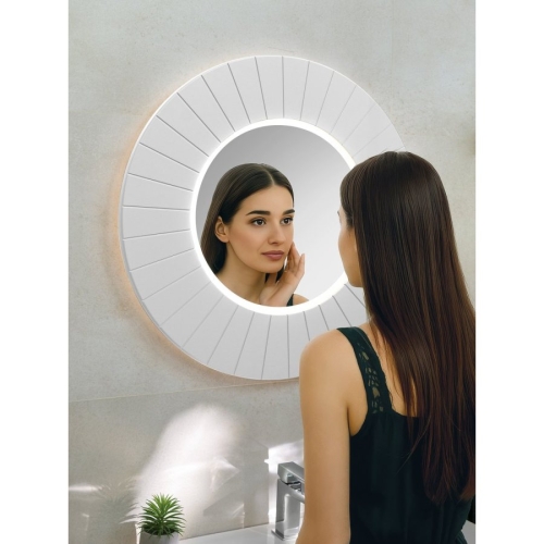 Sapho LR750-3131S LUMIRO STRIP okrągłe lustro z oświetleniem LED w ramie średnica 75cm biały mat