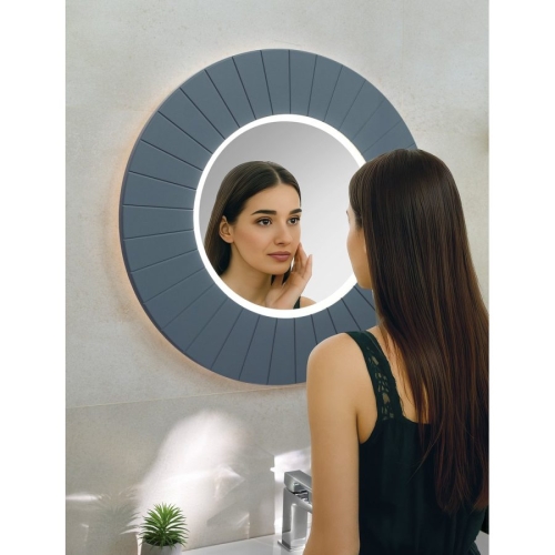 Sapho LR750-4242S LUMIRO STRIP okrągłe lustro z oświetleniem LED w ramie średnica 75cm siena