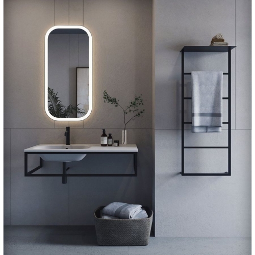 Sapho SKA701 SKA ścienny wieszak na ręczniki z półką 454x1184x252mm czarny mat