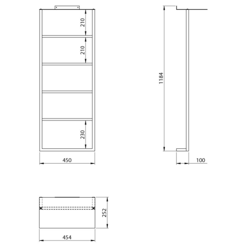 Sapho SKA711 SKA ścienny wieszak na ręczniki z półką 454x1184x252mm biały mat