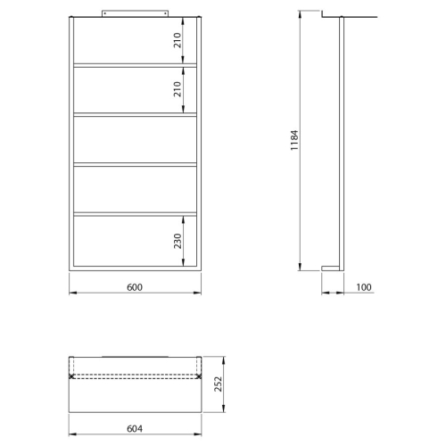 Sapho SKA702 SKA ścienny wieszak na ręczniki z półką 604x1184x252mm czarny mat