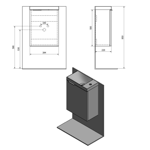 Sapho LT110-2525 LATUS X szafka umywalkowa 394x50x22cm dąb Cuneo