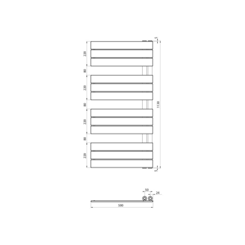 Aqualine LLM511W MYTHOS grzejnik łazienkowy 500x1130mm biały