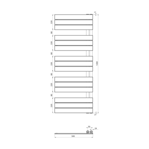 Aqualine LLM514W MYTHOS grzejnik łazienkowy 500x1430mm biały