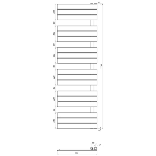 Aqualine LLM517C MYTHOS grzejnik łazienkowy 500x1730mm chrom