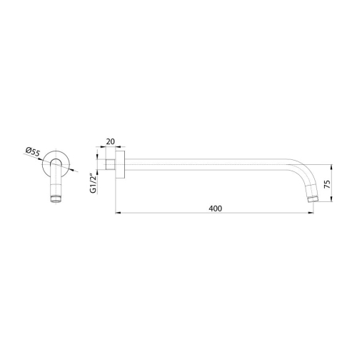 Sapho BR521 Ramię prysznicowe okrągły 400mm miedź mat