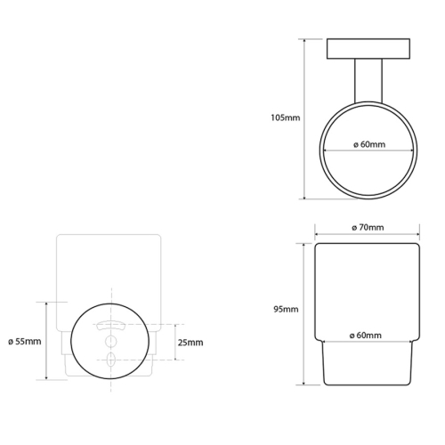 Sapho XR903PG X-ROUND COPPER kubek szkło mleczne szkło mleczne miedź mat