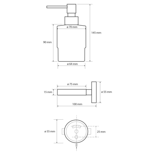 Sapho XR103PG X-ROUND COPPER dozownik mydła 200ml szkło mleczne miedź mat