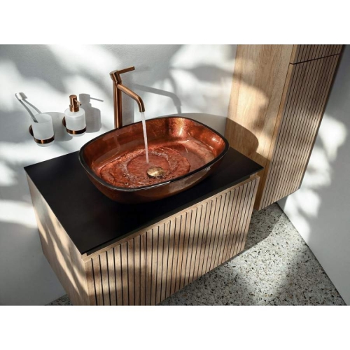 Sapho XR103PG X-ROUND COPPER dozownik mydła 200ml szkło mleczne miedź mat