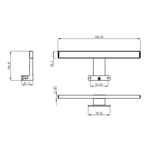 Aqualine SA147B SERAPA LED oświetlenie 5W 230V 300x40x100mm IP44 plastik czarny mat