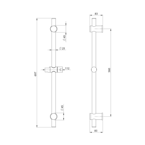 Sapho SC019 Drążek prysznicowy uchwyt przesuwny okrągły 700mm złoto mat