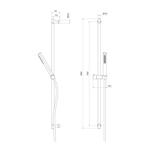 Sapho SC716G Zestaw prysznicowy uchwyt przesuwny 800mm złoto mat