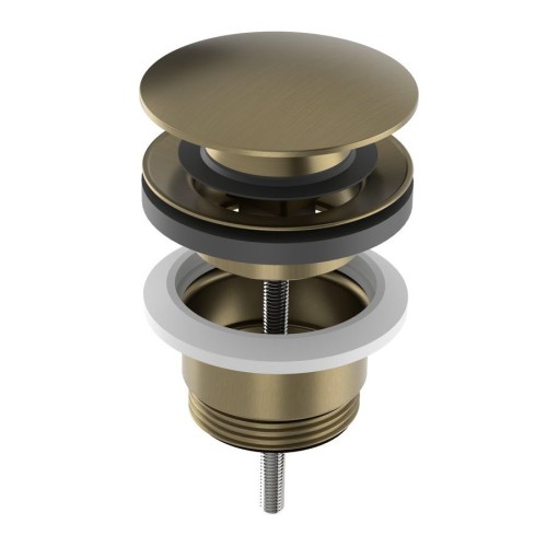 Sapho CV1002G Odpływ umywalkowy 5/4'' click-clack duży grzybek 10-65mm złoto mat