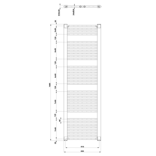 Aqualine ILR64B DIRECT grzejnik z bocznym przyłączem 450x1680mm czarny mat