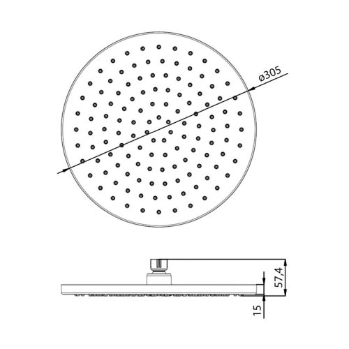 Aqualine SC124B Deszczownia średnica 300mm ABS/czarny mat