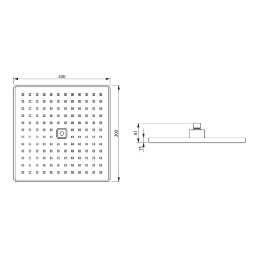 Aqualine SC174B Deszczownia 300x300mm ABS/czarny mat