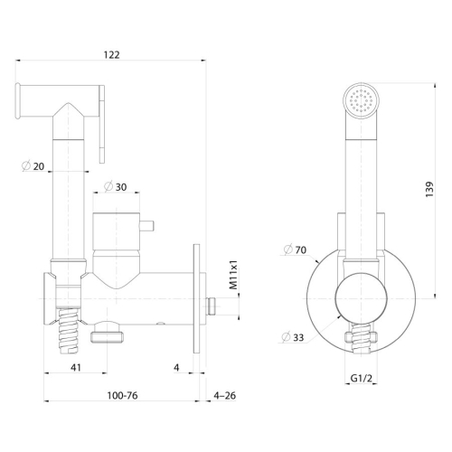 Sapho UT013BC ULTRAMIX bateria podtynkowa do bidetu z prysznicem Stop okrągły czarny mat/chrom