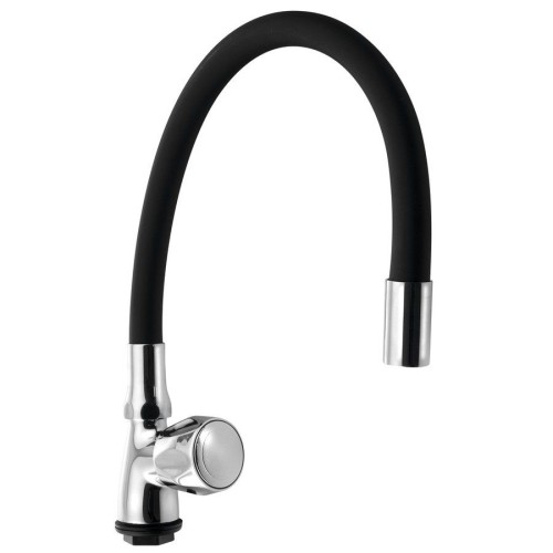 Aqualine ZY1807F Zawór stojący 1/2" z elastyczną wylewką chrom/czarny mat