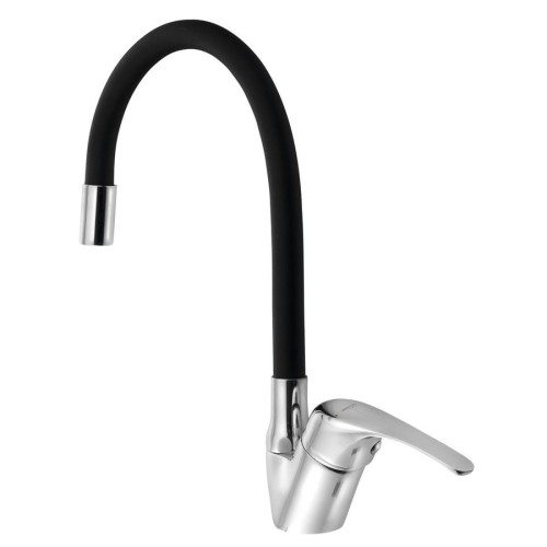 Aqualine 1107-65F KASIOPEA 35 bateria kuchenna z elastyczną wylewką chrom/czarny Matt