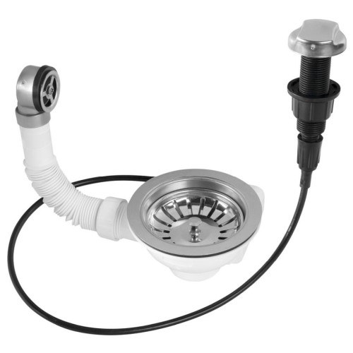 Bruckner 155.122.1 Spustowe stal nierdzewna zlewozmywakowe 6/4" z przelewem i regulacją stal nierdzewna