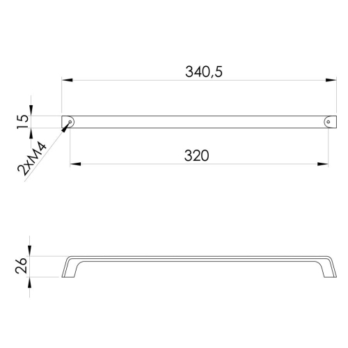 Sapho DM365 Uchwyt metalowy 3405/320mm miedź mat