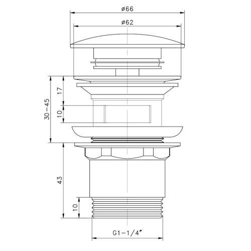 Aqualine Korek click-clack do umywalki duży grzybek chrom TF70001