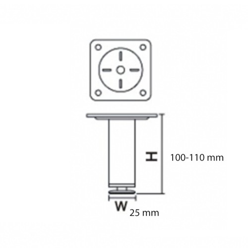 Rysunek techniczny Aqualine Zoja nóżka o regulowanej wysokości 10078
