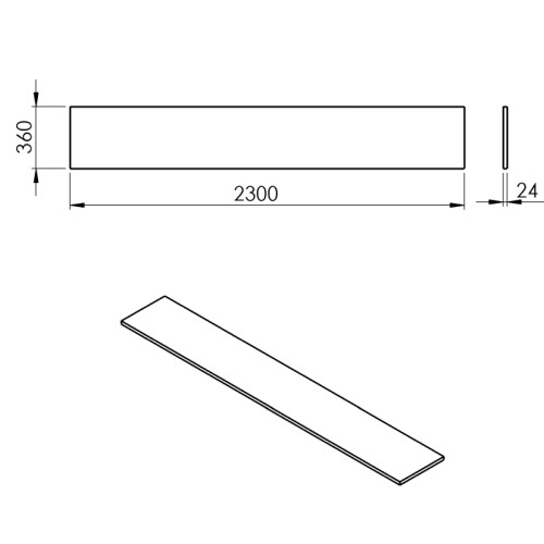 Sapho PLATO blat Rockstone 2300x24x360mm biały mat PL236-0101