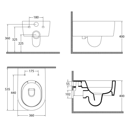 Isvea 10SL02001 SISTEMA A miska wc wisząca Rimless 36x535cm biały
