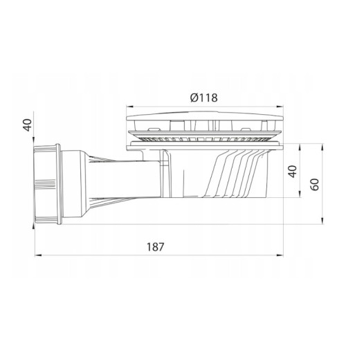 Wirquin odpływ brodzikowy SLIM Plus fi 90mm czarny z membraną 30724079